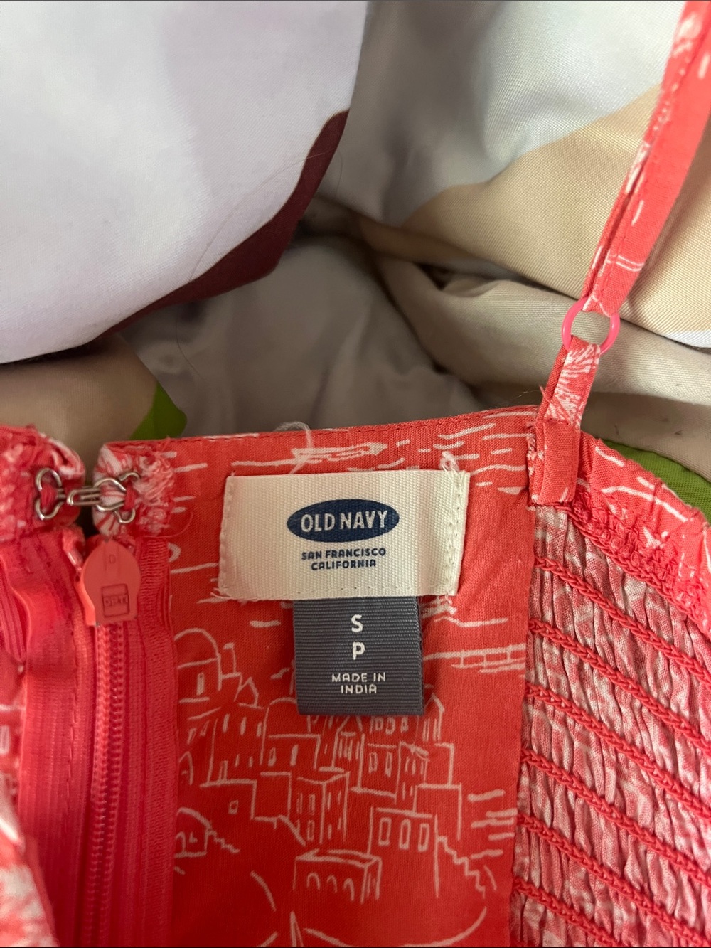 Old Navy Coral Pink Printed Midi Sundress Size S - Picture 2 of 6